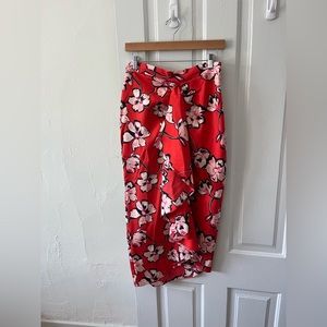 Lewit Faux Wrap Floral Silk Skirt Size 8